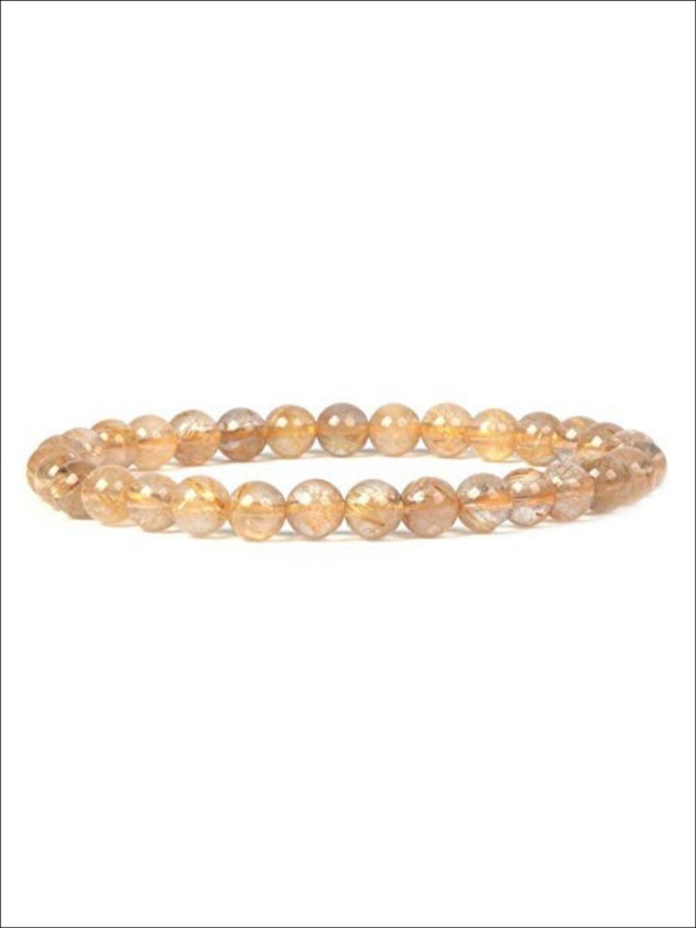 Gemstone Round Bead Stretch Bracelet Handmade 6.5 Inch Natural
